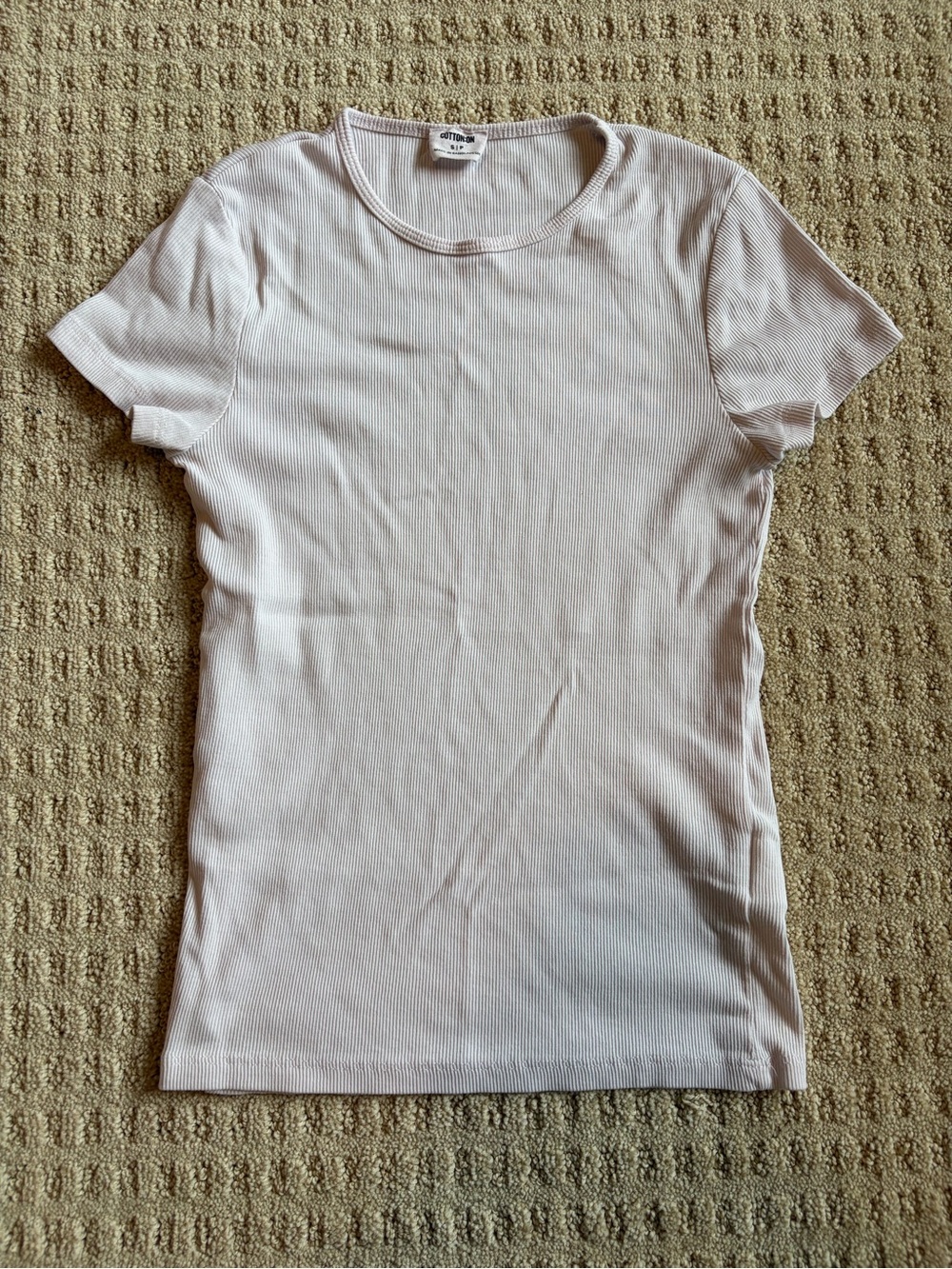 Cotton On Women's Size S Ribbed Short Sleeve Tee - White
